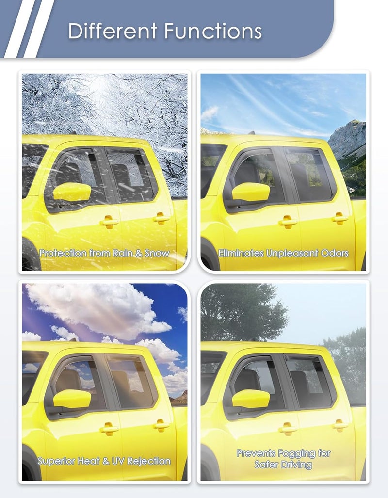 Goholy in-Channel Window Rain Guard for Nissan Frontier 2022-2025 2026 Crew Cab Truck Rain Guards Side Window Visors Low Profile Vent Visor Window Deflectors Vent Shades Car Accessories-4pcs - Image 4